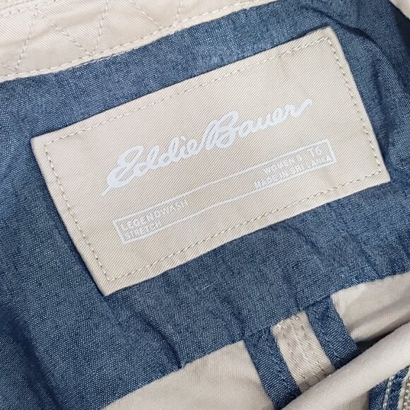 Eddie Bauer Tan Legendwash Stretch 3 Button Cotton Blazer Women's Size T6 - Picture 3 of 3